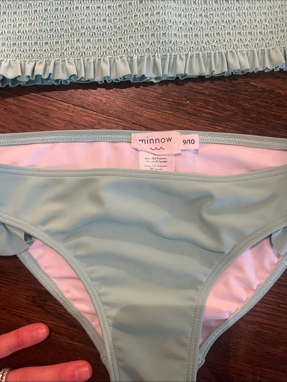 Minnow Mint Ruffle Girls' Two-Piece Swim Set brand new